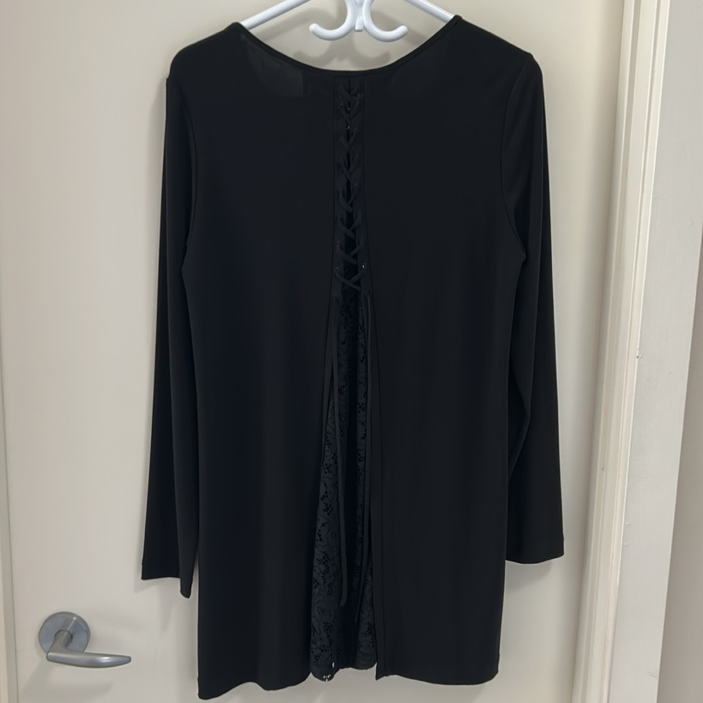 NWT:  Joseph Ripkoff Black Top with Studded Design & cross tie with lace back - Picture 4 of 14